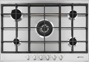 Smeg P272XGH Serie Selezione Piano Cottura 5 Fuochi a Gas 72 cm (1 Bruciatore Wok) colore Inox