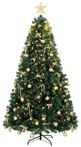 Albero di Natale Artificiale Ø100x180 cm con 240 Luci LED 755 Rami in PVC Stella Palline e Fiocchi Verde