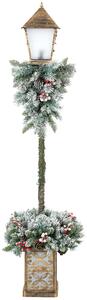 Outsunny Lanterna natalizia da esterno con LED, punte innevate, bacche rosse e pigne | Aosom Italy