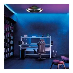 Mantra Ventilatore da Soffitto con Telecomando con Luce Lampadario Ventilatore Pale Interne Diametro 55,6 cm colore Nero - 7862 GAMER Big RGB