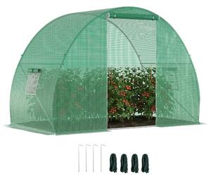 Outsunny Serra da Giardino con Porta Avvolgibile e Finestre, Copertura PE e Struttura in Acciaio, 150x300x200cm, Verde|Aosom