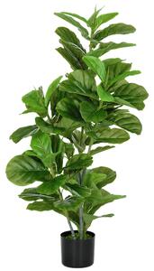 HOMCOM Pianta Artificiale di Ficus con 90 Foglie in PEVA, Vaso in PP, Decorazione per Soggiorno, 15x15x110 cm, Verde | Aosom Italy