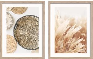 Set di dipinti stampati con cornice inclusa 2 pz 30x40 cm Full Beige – Styler