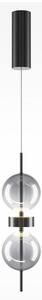 DOUBLE MOON SOSPENSIONE CON 2 SFERE IN VETRO FUME LED 8W LUCE 3000K DESIGN MODERNO
