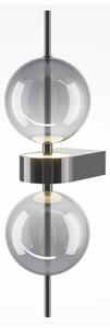DOUBLE MOON APPLIQUE 2 LUCI CON SFERE FUME E BASE MAGNETICA NERA LED 8W LUCE 3000K DESIGN MODERNO