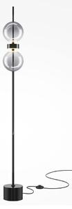 DOUBLE MOON PIANTANA A 2 LUCI NERA CON SFERE FUME LED 15W LUCE 3000K DIMMERABILE DESIGN MODERNO
