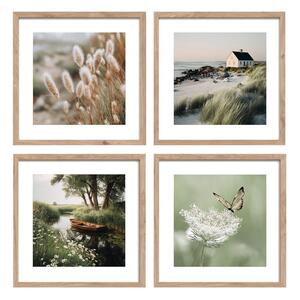 Set di dipinti stampati con cornice inclusa 4 pz 30x30 cm Subtle Nature – Styler