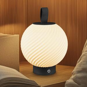 Briloner Lampada LED da tavolo ricaricabile Brilo unplugged Globe, nero/bianco IP44 dimmerabile, Nero, Corridoio, Plastica, Moderno