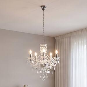 Lampadario a soffitto Merida Lindby, dimmerabile, Chiaro / Trasparente, Soggiorno / Sala da pranzo, Antico, Lampadario
