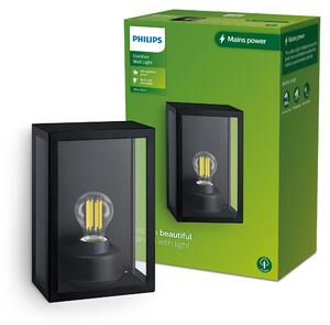 Lampada da parete per esterni ALZOR E27 IP44 nero Philips