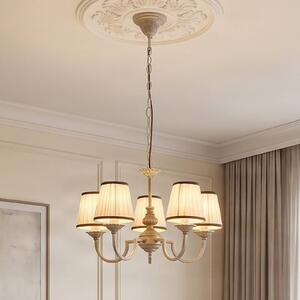 Lampadario a soffitto Lumiel Lindby, dimmerabile, Bronzo / Ottone antico, Soggiorno / Sala da pranzo, Tessuto / Stoffa / Seta, Campagna / Rustiche, Lampadario