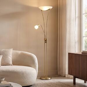 Lampada da terra con luce lettura Felicia Lindby, Ottone / Oro, Soggiorno / Sala da pranzo, Metallo, Moderno, Lampada da terra