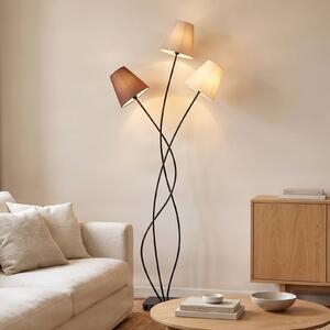 Lampada da terra Melis Lindby, Crema / Ambra, Soggiorno / Sala da pranzo, Tessuto / Stoffa / Seta, Moderno, Lampada da terra