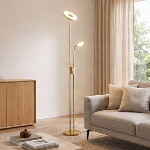 Lampada da terra con luce lettura Seppa Lindby, dimmerabile, Ottone / Oro, Soggiorno / Sala da pranzo, Metallo, Moderno, Lampada LED da terra