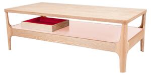 Tavolino Padiro, forma rettangolare, dimensioni 120 x 60 x 40 cm - Colore frassino/rosa - MDF con impiallacciatura in frassino - Gambe in legno massello - con ripiano