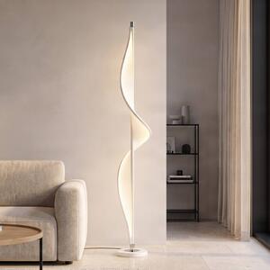 Lampada da terra Edano Lucande, dimmerabile, Bianco / Opale, Soggiorno / Sala da pranzo, Tessuto / Stoffa / Seta, Moderno, Lampada da terra