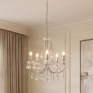 Lampadario di cristallo Solveig Lucande, dimmerabile, Cromo / Argento, Soggiorno / Sala da pranzo, Cristallo, Lampadario di cristallo