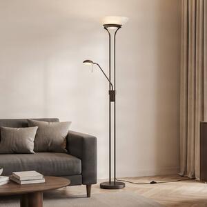 Lampada da terra con luce lettura Yveta Lindby, dimmerabile, Marrone / Ruggine, Soggiorno / Sala da pranzo, Metallo, Campagna / Rustiche, Lampada LED da terra