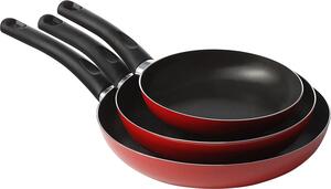 Accademia Mugnano Padelle Antiaderente in Alluminio Puro al 99,5% Set 3 Pezzi cm 18-22-26 cm Manico Bachelite Cucina Sano