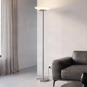 Lampada da terra con luce lettura Ragna Lindby, dimmerabile, Alluminio / Grigio / Zincato, Soggiorno / Sala da pranzo, Vetro, Moderno, Lampada LED da terra