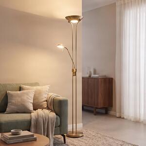 Lampada da terra con luce lettura Josefin Lindby, dimmerabile, Bronzo / Ottone antico, Soggiorno / Sala da pranzo, Metallo, Moderno, Lampada da terra