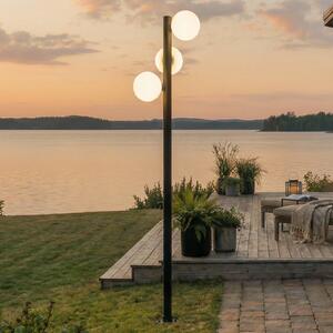 Lampada LED da esterno Lucande Asane, nera, a 3 luci, 222 cm, CCT Asane Lucande, dimmerabile, Nero, Metallo, Moderno