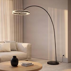 Lampada ad arco Yekta Lucande, dimmerabile, Nero, Soggiorno / Sala da pranzo, Metallo, Design, Lampada da terra
