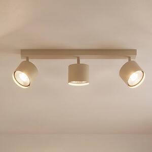 Faretto da soffitto Chloe, color crema, a 3 luci, orientabile, GU10 Chloe Argon, dimmerabile, Crema / Ambra, Soggiorno / Sala da pranzo, Metallo, Moderno