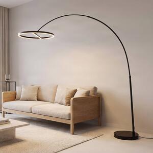 Lampada ad arco Virvera Lucande, Nero, Soggiorno / Sala da pranzo, Alluminio, Moderno, Lampada da terra