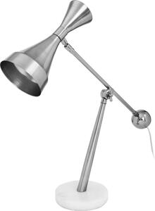 Lampada da tavolo Padiro, 50 x 23 x 65 cm, color argento, in alluminio, con paralume dallo stile scultoreo