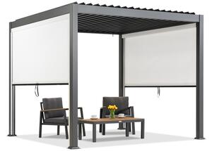 Pergola da terrazzo autoportante Lagos 3x3 con tapparelle su due lati Garden Point antracite e bianco