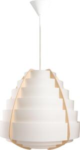 Lampada a sospensione Padiro, 43 x 43 x 40 cm - bianca - realizzata in polipropilene e legno - paralume multistrato con dettagli in legno - attacco E27