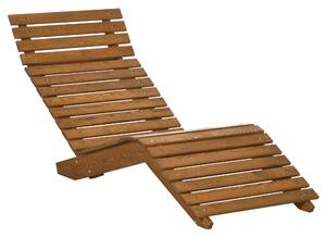 Outsunny Lettino da giardino, sdraio, legno massello, marrone, 66 x 170 x 77 cm | Aosom Italy