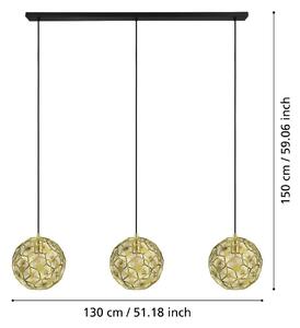 EGLO Lampada a sospensione Skoura, dimmerabile, Ottone / Oro, Soggiorno / Sala da pranzo, Metallo, Moderno, Lampada a sospensione