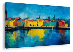 Quadro su tela – Città colorata sul fiume