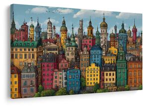 Quadro su tela – Panorama urbano colorato