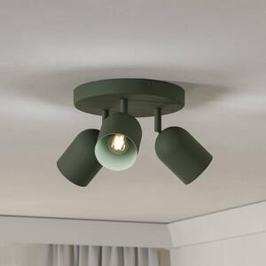 EGLO Faretto da soffitto Tilston, verde scuro, Ø 25 cm, a 3 luci, acciaio dimmerabile, Verde, Soggiorno / Sala da pranzo, Metallo, Downlight