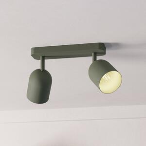 EGLO Faretto da soffitto Tilston, verde scuro, lunghezza 28 cm, a 2 luci, acciaio dimmerabile, Verde, Soggiorno / Sala da pranzo, Metallo, Downlight