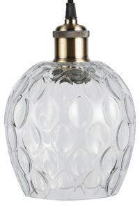 Lampada a sospensione Padiro, 16 x 16 x 23 cm - trasparente - vetro - vetro con rilievo ovale