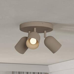 EGLO Faretto da soffitto Tilston, beige, Ø 25 cm, a 3 luci, acciaio dimmerabile, Crema / Ambra, Soggiorno / Sala da pranzo, Metallo, Downlight