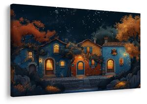 Quadro su tela – Villaggio natalizio sotto le stelle
