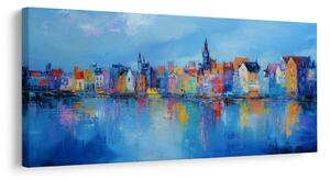 Quadro su tela – Città colorata sul fiume