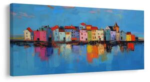 Quadro su tela – Casette colorate sull'acqua