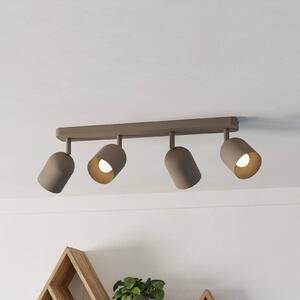 EGLO Faretto da soffitto Tilston, beige, lunghezza 58 cm, a 4 luci, acciaio dimmerabile, Crema / Ambra, Soggiorno / Sala da pranzo, Metallo, Downlight