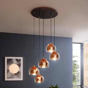 EGLO Lampada a sospensione Rocamar 1, dimmerabile, Rame, Soggiorno / Sala da pranzo, Vetro, Moderno, Lampada a sospensione