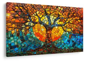 Quadro su tela – Mosaico albero della vita colorato