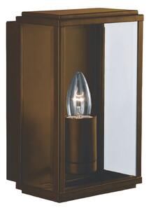 Applique Esterno Contemporanea Scatola Acciaio Marrone Vetro 1 Luce E27