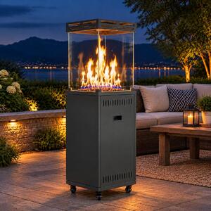 ZMH Mobile stufa a gas portatile da 13 kW per terrazza, con sistema di protezione anticaduta, fiamma regolabile, ideale per balconi e giardini, compatibile con bombole di gas fino a 15 kg, colore nero