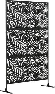 VivaGarden Paravento da Esterno in Acciaio con Motivi a Salice e 2 Piedini 122x45x198 cm colore Nero
