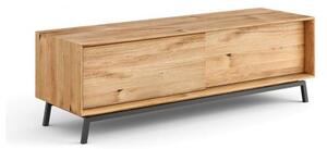Porta tv con ante scorrevoli in legno naturale massello oliato